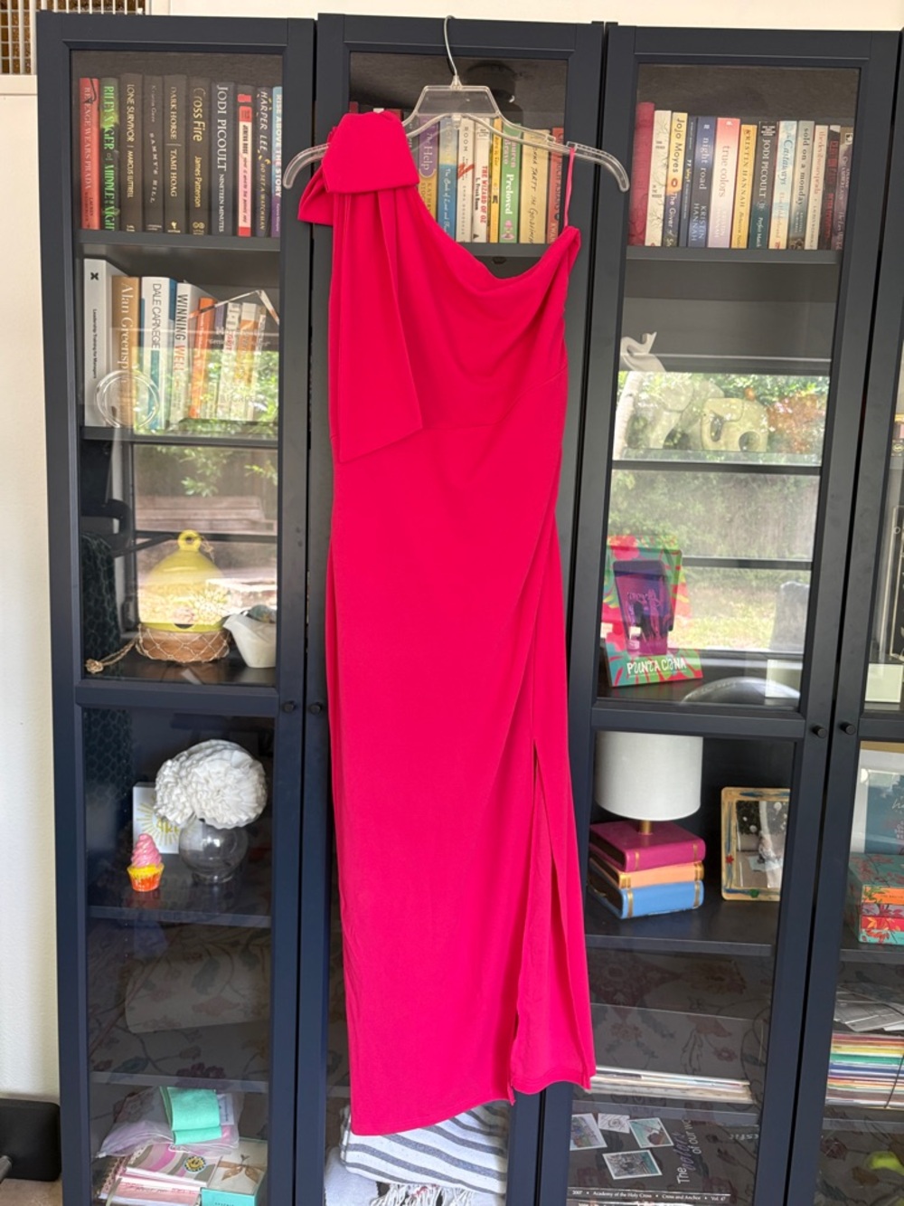 One-Shoulder Fuchsia Evening Gown